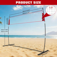 Filet de volley-ball Garvee 3,65 m (12 pi) à hauteur réglable, portable, avec poteaux en fibre de verre et filet 3 couches résistant aux déchirures, idéal pour la plage et le jardin.