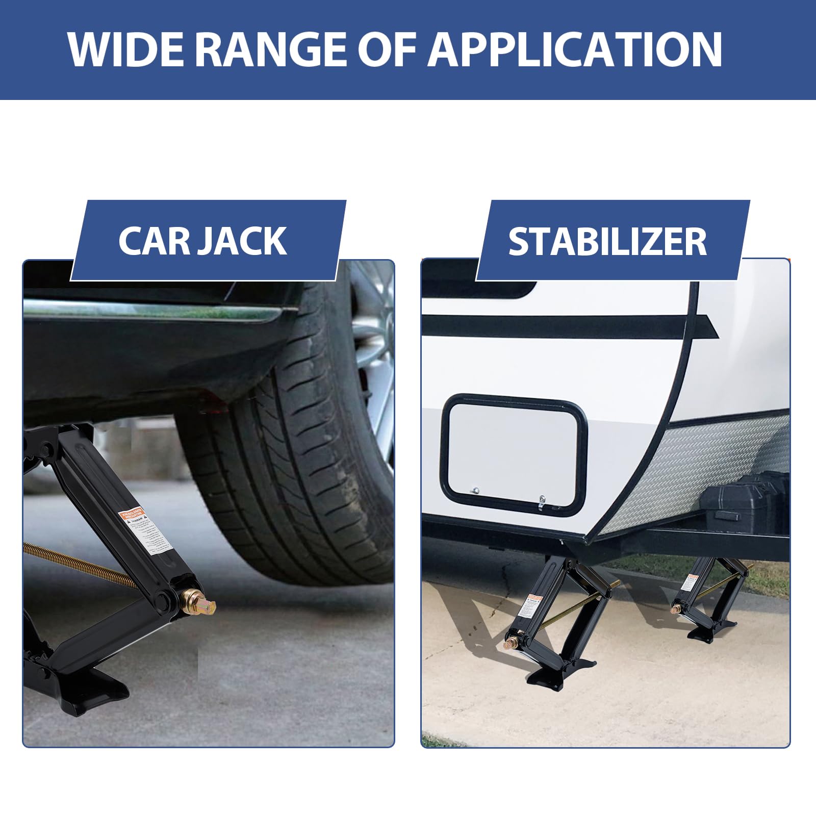 Garvee Stabilisateur de caravane, cric ciseaux, capacité de levage de 3400 kg, hauteur réglable de 10 à 60 cm, acier revêtu de poudre