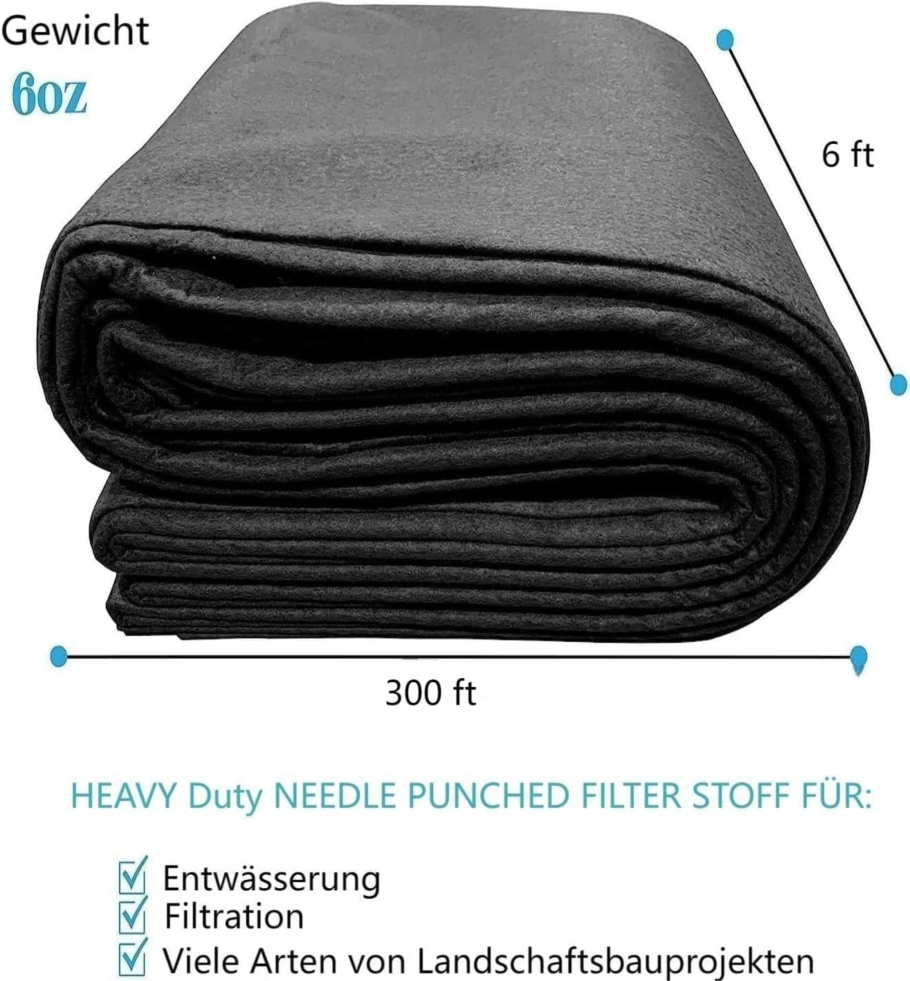 Géotextile GARVEE pour aménagement paysager, 183 x 9144 cm, polypropylène 6 oz, drainage, résistance à la traction 350 N, capacité de charge 440 N, pour allées, routes et protection contre l'érosion.