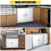 Porte d'accès pour barbecue Garvee 36 x 21 pouces, double, en acier inoxydable 304 résistant aux intempéries, pour cuisine extérieure.