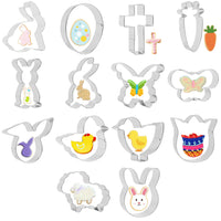 Ensemble de 14 emporte-pièces Garvee pour Pâques, en acier inoxydable, pour la pâtisserie maison pendant les fêtes, formes variées