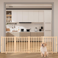 Barrière pour chien en bois Garvee, autoportante, non peinte, en pin, antidérapante, 4 panneaux, pour la maison et les escaliers