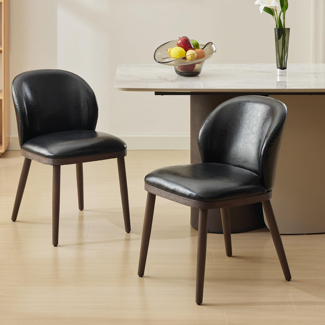 Garvee Ensemble de 2 chaises de salle à manger, dossier ergonomique moderne, pieds en bois, capacité de charge de 120 kg, profil mince, pour cuisine et restaurant, gris