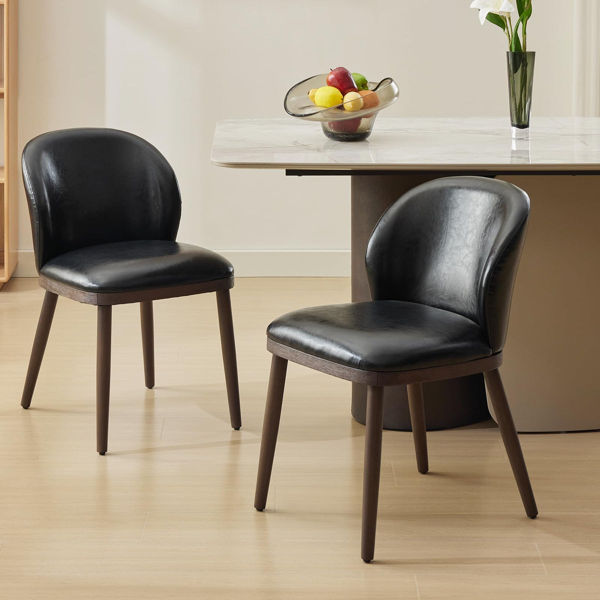 Garvee ensemble de 2 chaises de salle à manger, dossier ergonomique moderne, pieds en bois, capacité de charge de 120 kg, profil mince, pour cuisine et restaurant, gris