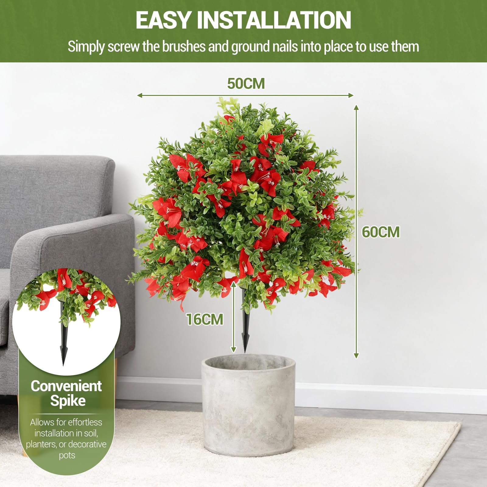 Garvee Arbre artificiel d’intérieur de 61 cm, plante réaliste et durable, résistante à la décoloration, pour maison et bureau, vert