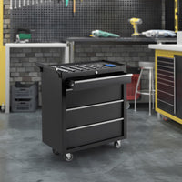 Garvee chariot à outils 6 tiroirs en acier noir, 64 × 62 × 33 cm, avec roulettes et serrure