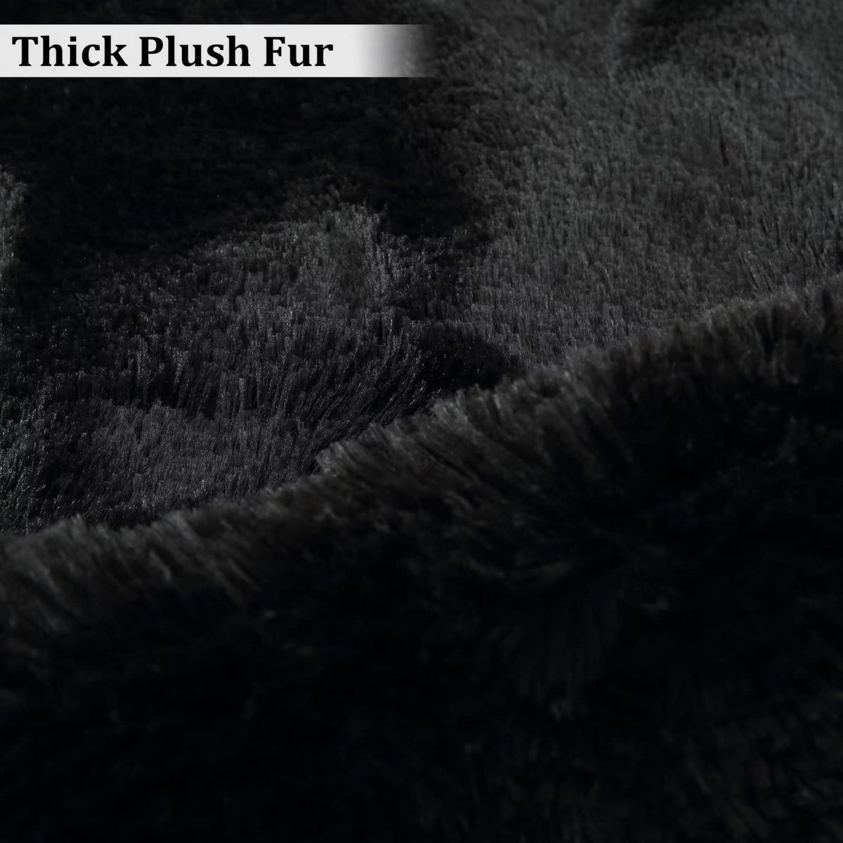Tapis rond moelleux Garvee 100 cm (3'3,3") en velours noir doux et shaggy, antidérapant, idéal pour la chambre d'enfant, le salon ou la chambre à coucher.