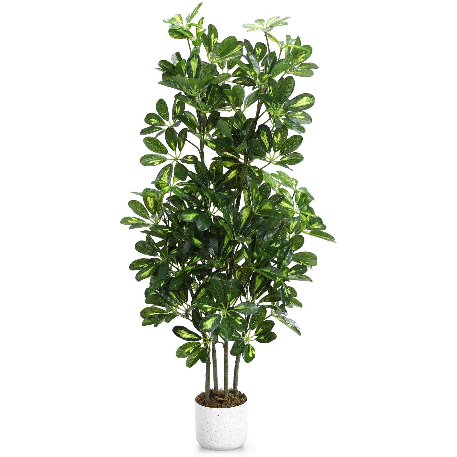Arbre artificiel Schefflera Garvee de 120 cm avec feuilles en PEVA, facile d'entretien, pré-poté, pour l'intérieur (bureau, salon), vert