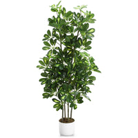 Arbre artificiel Schefflera Garvee de 120 cm avec feuilles en PEVA, facile d'entretien, pré-poté, pour l'intérieur (bureau, salon), vert