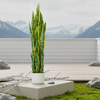 Garvee Plante artificielle Sansevieria 90 cm avec pot blanc, feuillage réaliste vert, décoration sans entretien pour salon, bureau, entrée ou chambre