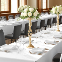 Supports à fleurs en métal Garvee, lot de 10, décoration de table de mariage, élégants modèles rotatifs, métal et cristal, antirouille, pour les fêtes et la maison, 52 cm, argent