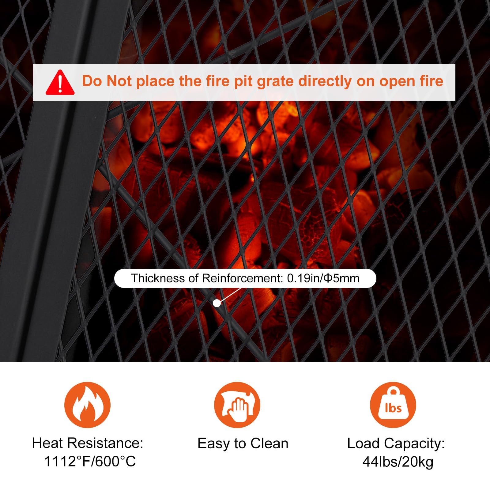 Grille de barbecue pliable Garvee X-Marks en acier robuste, idéale pour le camping et les grillades en extérieur. Grande surface de cuisson, résistante à la chaleur jusqu'à 600 °C, avec poignées.