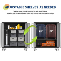 Armoire de rangement robuste Garvee pour garage, avec roulettes, étagères réglables, portes verrouillables, acier antirouille, mobile et sécurisée, idéale pour atelier ou bureau.