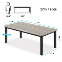 Table de salle à manger Garvee de 200 cm de long pour 6 à 8 personnes, style industriel, design biseauté, MDF et métal, largeur 10 cm, marron