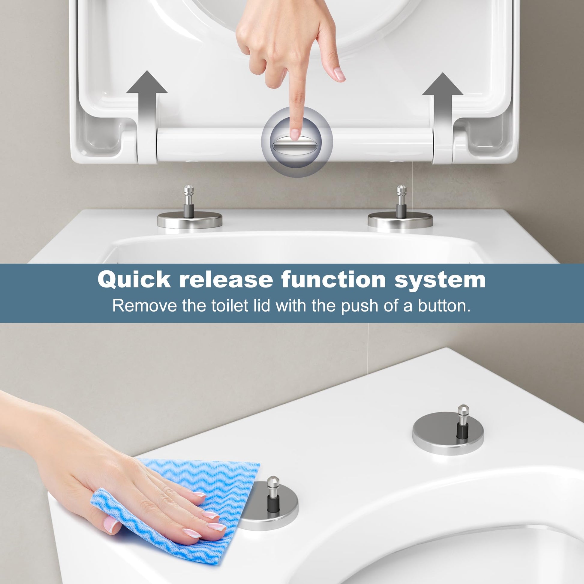 Garvee Abattant WC Duroplast blanc avec fermeture douce automatique et déclipsage rapide, siège de toilette moderne pour salle de bain