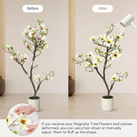 Magnolia artificiel Garvee blanc de 1,20 m avec branches ajustables pour une utilisation intérieure et extérieure, bureau et maison, matériau de haute qualité, base stable
