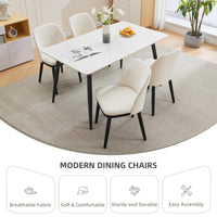 Ensemble de 2 chaises de salle à manger modernes Garvee, revêtement en lin, dossier incurvé, pieds en bois, beige, pour cuisine et salon