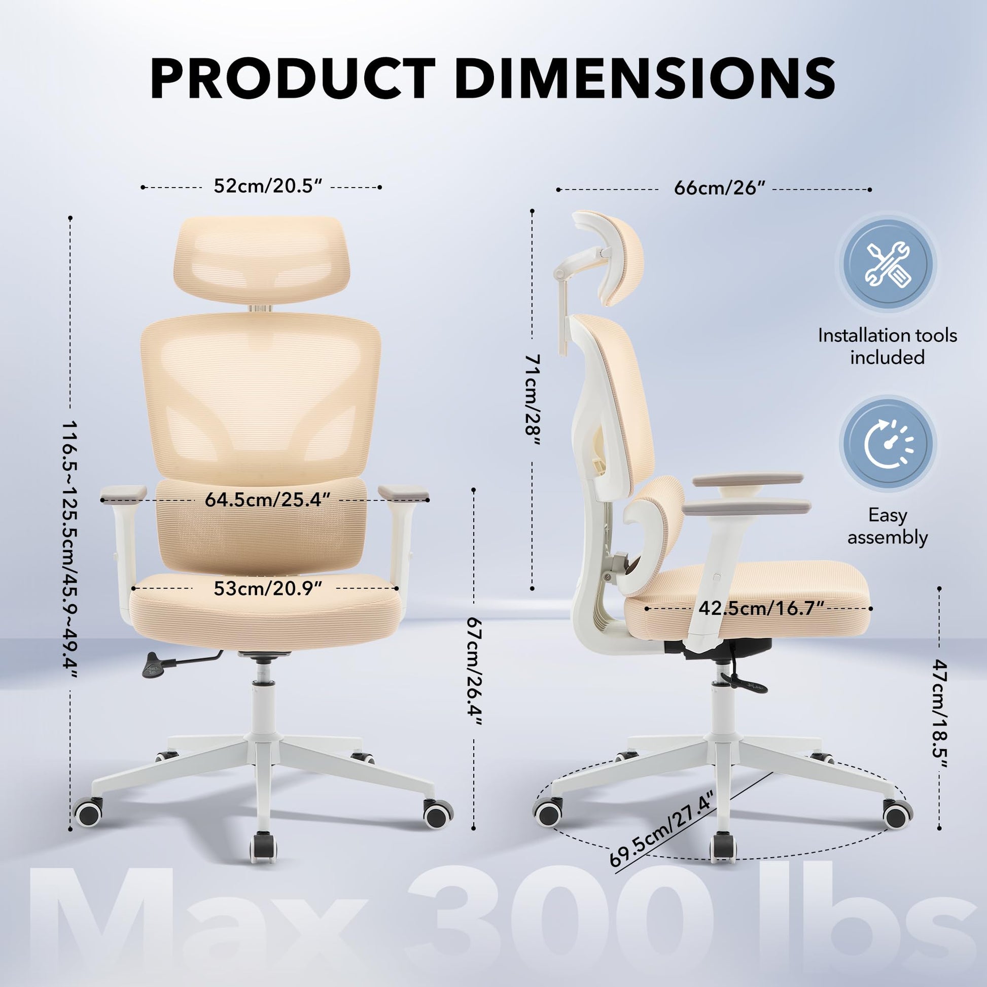 Chaise de bureau ergonomique Garvee en maille avec soutien lombaire réglable, dossier haut, accoudoirs 3D, structure en métal, pivotante, pour bureau et télétravail, noire