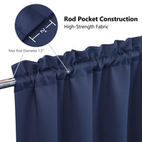 Cantonnières occultantes Garvee, lot de 2, pour fenêtres, salon, cuisine, chambre, bleu marine, 66 x 114 cm