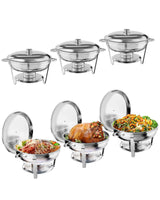 Garvee Buffetwärmer Professionnel 6 Pièces Chauffe-plats Inox 5L Avec Accessoires Portable Pour Fêtes Et Mariages, Acier Inoxydable, Pratique, Durable