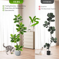 Ficus lyrata artificiel Garvee 1,5 m avec pot sphérique, vert, 47 feuilles, pour salon ou bureau