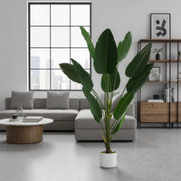 Bananier artificiel Garvee de 1,2 m avec pot en ciment robuste, résistant aux UV, en PEVA, pour la décoration du salon ou du bureau (vert).