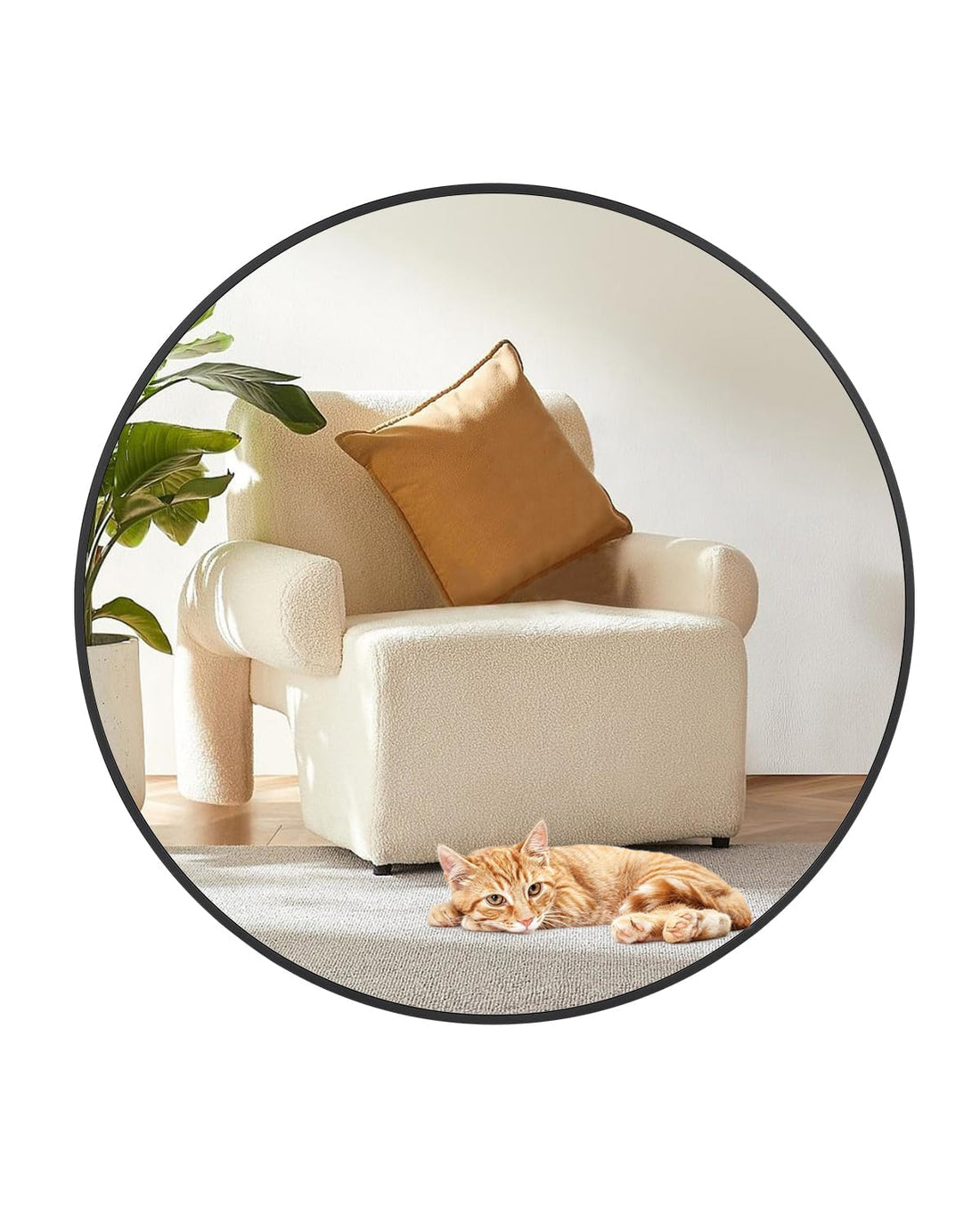 Miroir mural rond noir Garvee de 50 cm (20 pouces) avec cadre en métal pour salle de bain et salon, incassable, en aluminium, antirouille