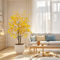 Érable artificiel Garvee de 1,5 m, feuilles d'automne réalistes, pot en plastique souple effet soie, décoration polyvalente pour salon et fêtes