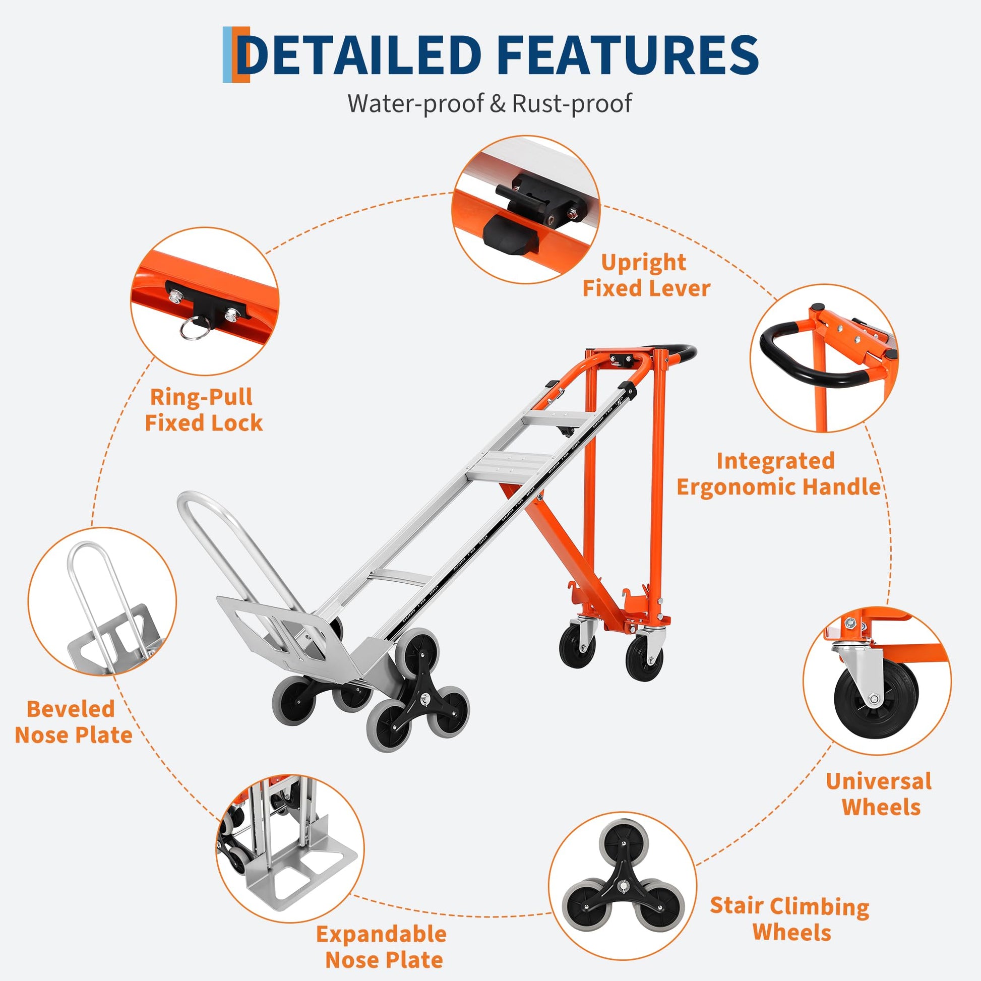 Chariot de manutention pliable 3 en 1 Garvee, capacité de 350 kg, pneus pneumatiques de 25 cm, alliage d'aluminium, sangles élastiques, pour la maison et l'entrepôt, robuste et polyvalent