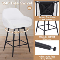 Tabourets de bar pivotants modernes Garvee, lot de 2, revêtement en tissu sherpa et pieds en métal, 66 cm (26 pouces), noirs