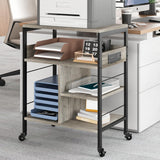 Support pour imprimante mobile Garvee grand format avec prises de courant et port USB, structure métallique à 4 niveaux, panneau MDF, roulettes avec freins, gris rustique, pour bureau et salon, 60 x 40 x 81 cm - vert