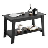 Garvee table basse rustique à double étagère, rectangulaire, en bois, finition noire, pour le salon et le bureau, 80 × 39 × 48 cm - Noir