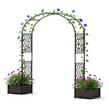 Arche de jardin Garvee avec 2 jardinières, arche en métal revêtu de PE résistant aux intempéries pour le jardin et les fêtes, robuste, facile à monter, noire - Noir