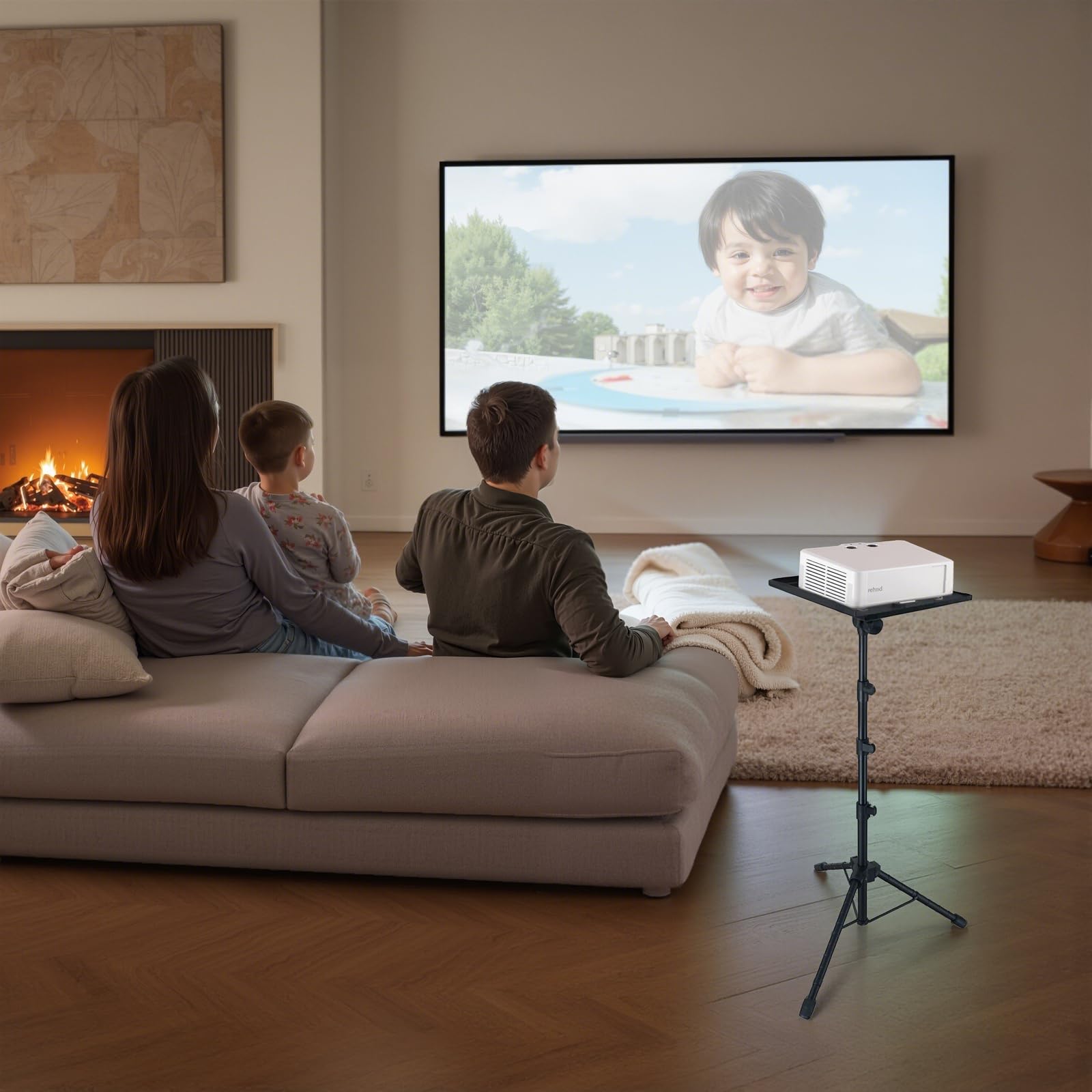 Support de projecteur Garvee avec support pour ordinateur portable réglable en hauteur (66-160 cm), trépied en métal robuste, antidérapant et pliable, idéal pour le bureau, la scène et le studio, noir.