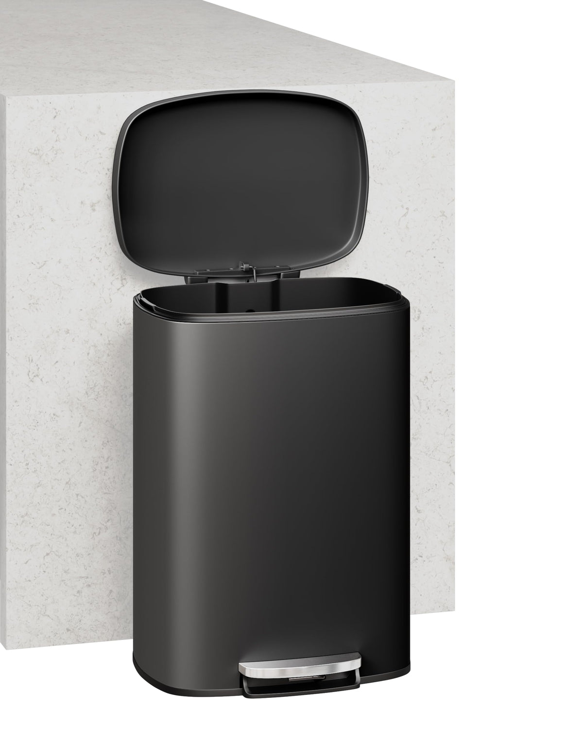 Ensemble de poubelles métalliques Garvee 13 gal et 2,6 gal, antirouille, à pédale, pour cuisine et salle de bain, noires, compactes