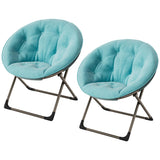 Garvee Fauteuil rond fauteuil lounge en fausse fourrure, cadre métallique pliable, pour chambre et salon, confort, bleu