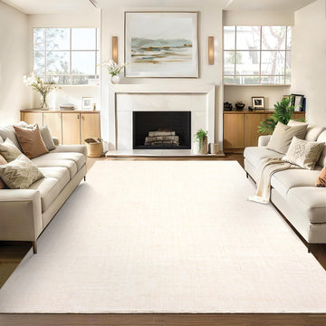 Tapis lavable Garvee 9x12 en polyester antidérapant et résistant aux taches, pour salon ou chambre, design moderne uni