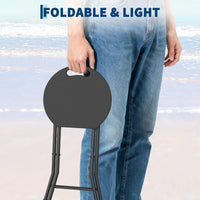 Tabouret pliant Garvee avec poignée, portable, capacité de charge de 272 kg, pieds antidérapants, structure en acier pour le camping et la cuisine, léger et pliable, noir