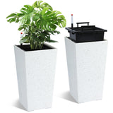 Garvee Set De 2 Grands Pots De Fleurs 22.5" Noirs Avec Système D'arrosage Automatique Pour Intérieur Et Extérieur - 