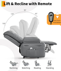 Fauteuil releveur électrique Garvee avec fonction chauffante et massante, réglable, revêtement en similicuir, pour seniors et personnes à mobilité réduite, 98 x 95 x 103 cm, noir