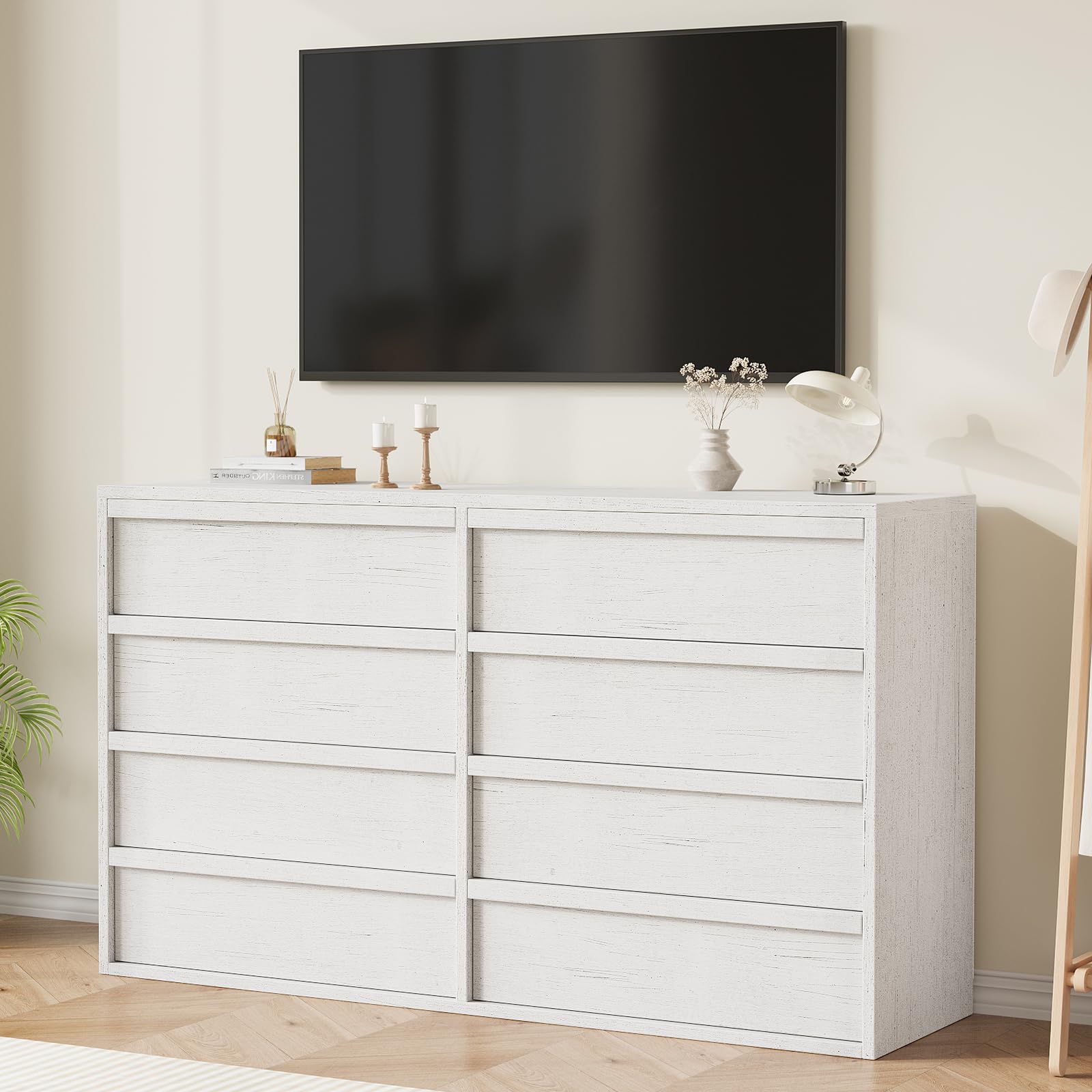 Garvee commode à 8 tiroirs avec grand espace de rangement pour la chambre et le salon, 137 cm, bois