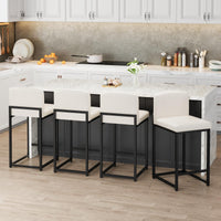 Ensemble de 2 tabourets de bar Garvee, style moderne, hauteur 61 cm, revêtement en similicuir, structure en métal, idéal pour la cuisine et la salle à manger, gain de place, noir