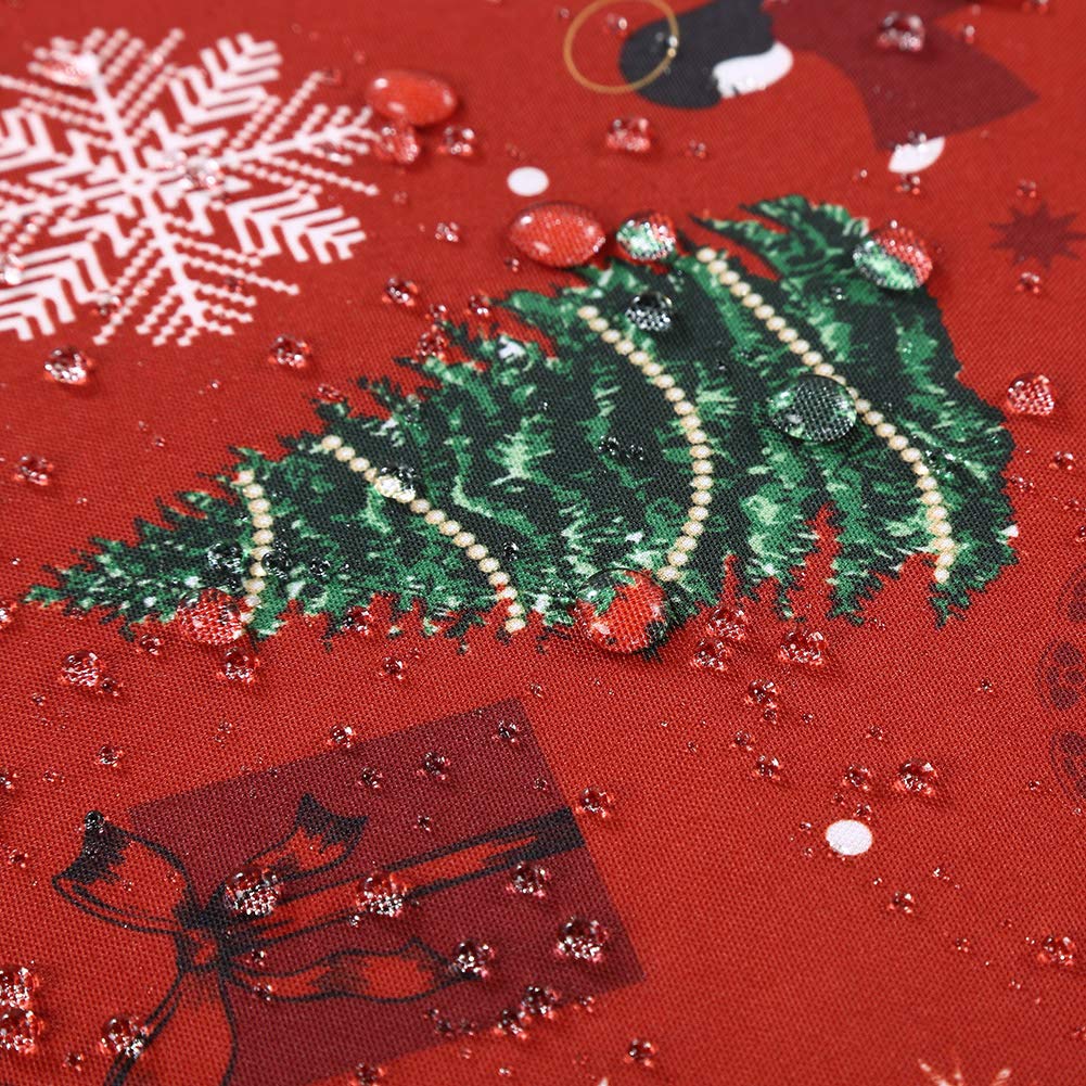 Garvee Nappe de Noël, polyester, résistante à l'huile et aux taches, lavable, pour l'intérieur et l'extérieur, motif de Noël, rouge, 132 × 132 cm
