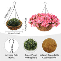 Ensemble de bougainvilliers artificiels Garvee avec panier pour jardin et terrasse, rose, résistant aux UV et aux intempéries.