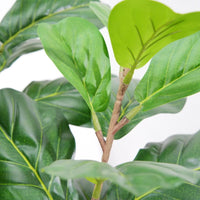 Ficus lyrata artificiel Garvee de 1,5 m avec pot en corde véritable, feuilles ajustables, base en ciment stable pour salon et bureau, vert, 1,5 mètre
