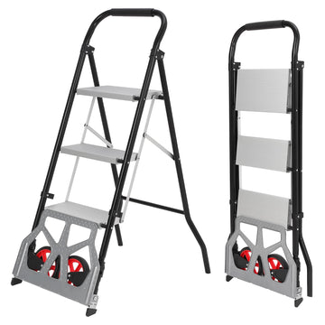 Échelle à 3 marches Garvee et diable pliable en aluminium, capacité de 100 kg, pour la maison et la cuisine