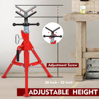 Support de tuyauterie Garvee à tête en V, hauteur réglable de 71 à 132 cm, capacité de charge de 1134 kg, alliage d'aluminium, pliable pour le soudage et le montage de tuyauterie