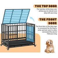 Cage de transport robuste Garvee pour chien, 94 cm (37 pouces), avec double porte, roulettes pivotantes à 360°, en métal, pliable, pour chiens de petite et grande taille, usage intérieur.