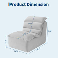 Pouf Garvee pour adultes avec mousse haute résilience et base antidérapante, tissu éponge, ergonomique, gris, salon et chambre