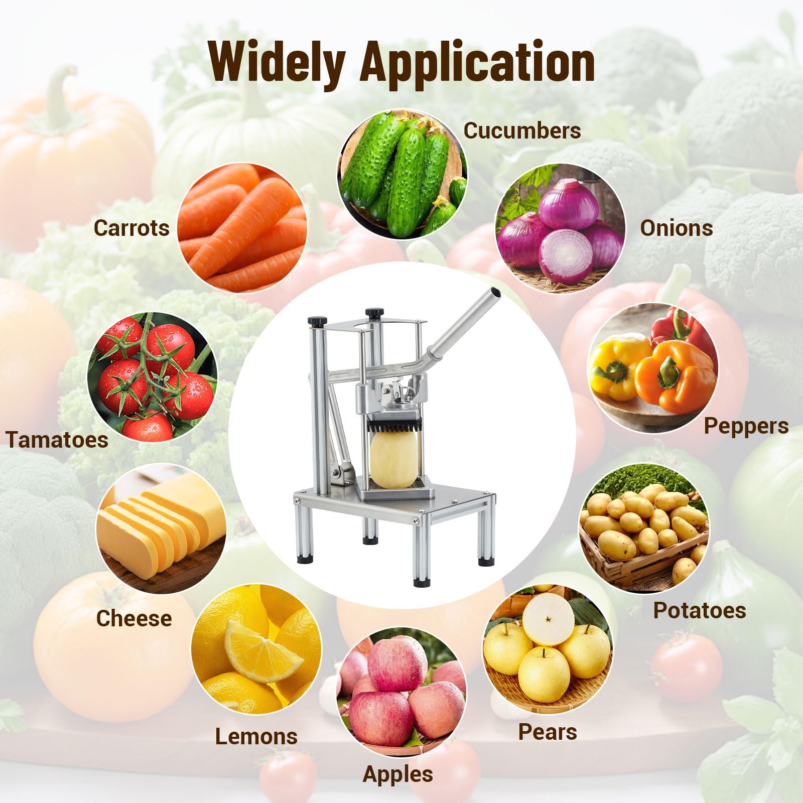 Garvee Coupe-Légumes Professionnel en Acier Inoxydable avec 4 Lames Interchangeables pour Restaurant, Cuisine Professionnelle et Maison